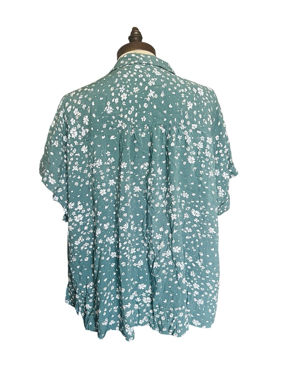 Lane Bryant Floral No Peek Collection Blouse Button Up Casual NWT SZ 20 Teal - Picture 2 of 9